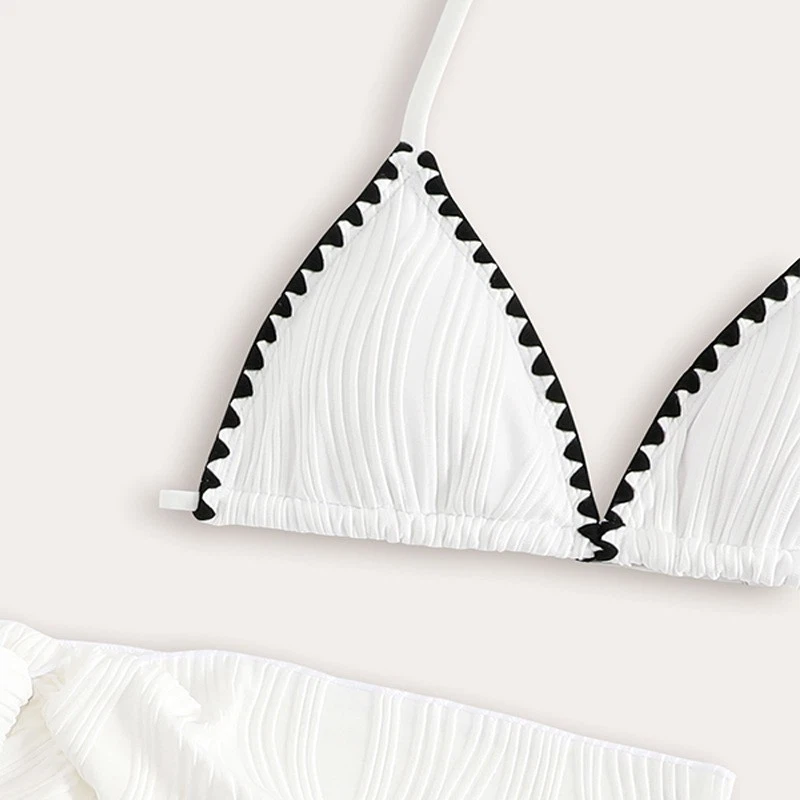 3-Piece Solid Color Bikini Swimsuit For Teen Girls Beach Vacation